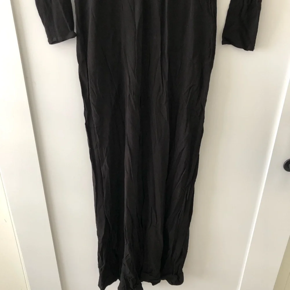 Reformation Black Long Sleeve Slit V Maxi Dress XS